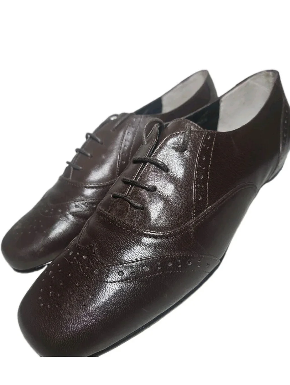 Xapeal Dapper Women Leather Sz11N Brown VTG Oxford Wingtip Flat Academia Work[8A